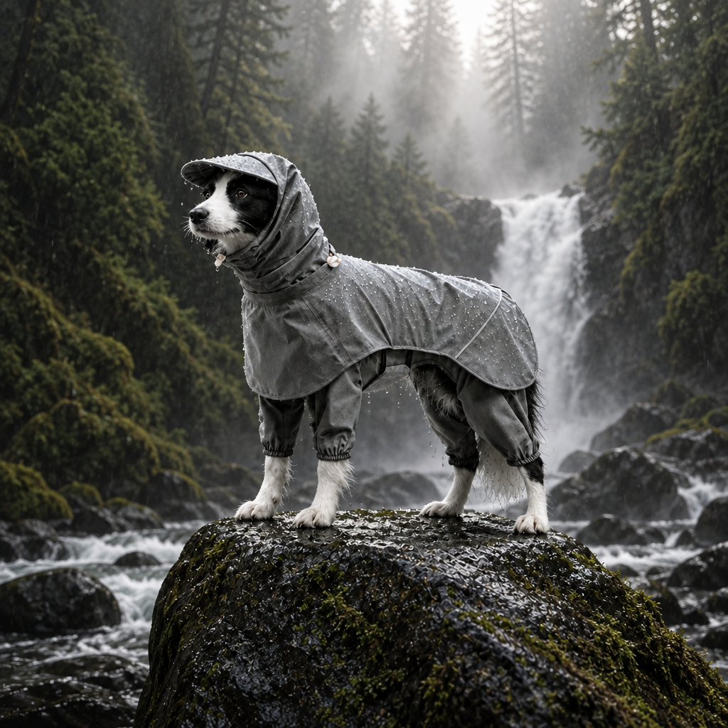 正方形雨衣狗狗圖